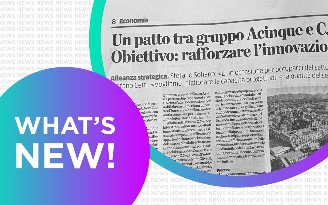 Innovazione, un valore per il territorio: partnership fra Acinque e C.NEXT